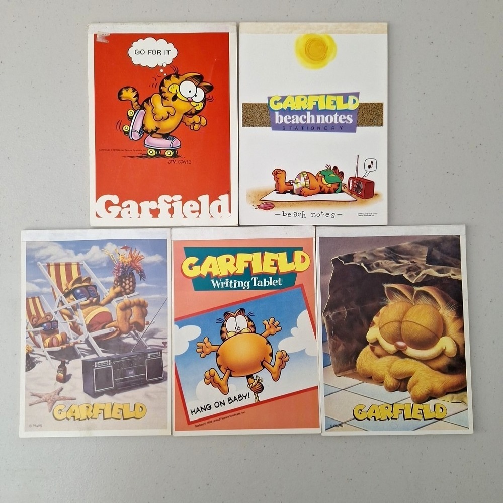 Vintage 1978 Mead GARFIELD Letter Tablet Paper Writing Notepad, Set of 5